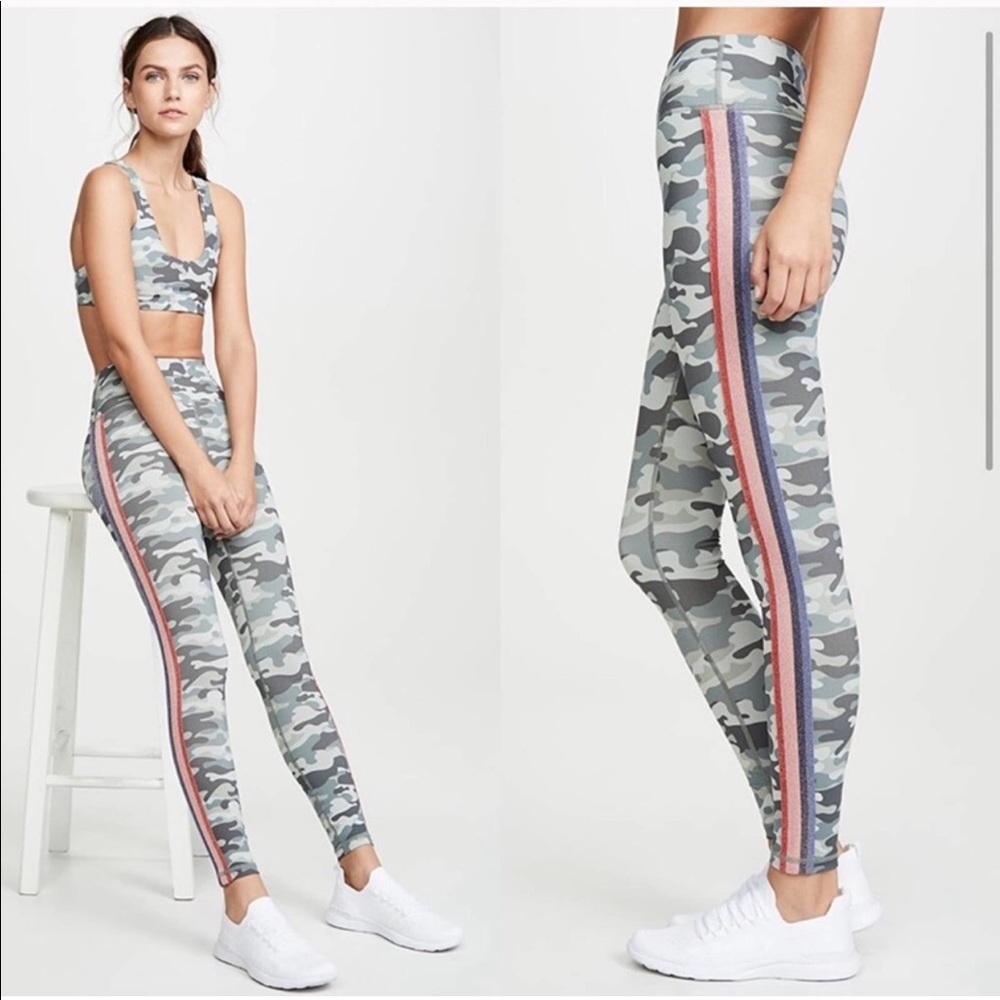 Spiritual Gangster Camo Print Perfect Glitter Stripe Leggings XS